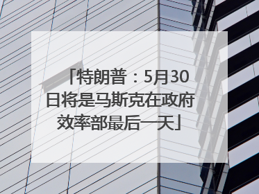 特朗普：5月30日将是马斯克在政府效率部最后一天
