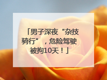 男子深夜“杂技骑行”，危险驾驶被拘10天！