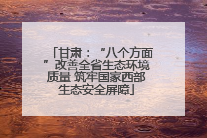 甘肃：“八个方面”改善全省生态环境质量 筑牢国家西部生态安全屏障