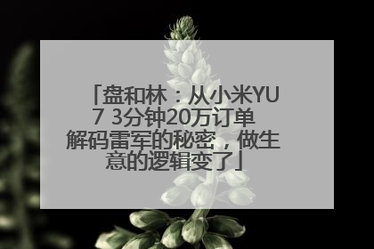 盘和林：从小米YU7 3分钟20万订单解码雷军的秘密，做生意的逻辑变了