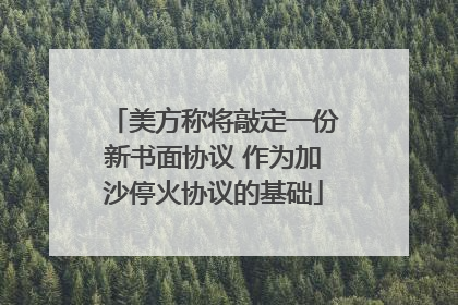 美方称将敲定一份新书面协议 作为加沙停火协议的基础