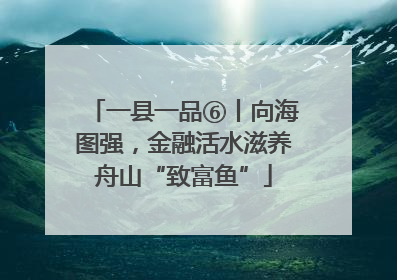一县一品⑥丨向海图强，金融活水滋养舟山“致富鱼”