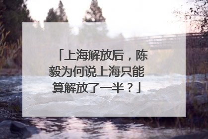 上海解放后，陈毅为何说上海只能算解放了一半？