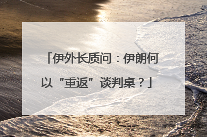 伊外长质问：伊朗何以“重返”谈判桌？