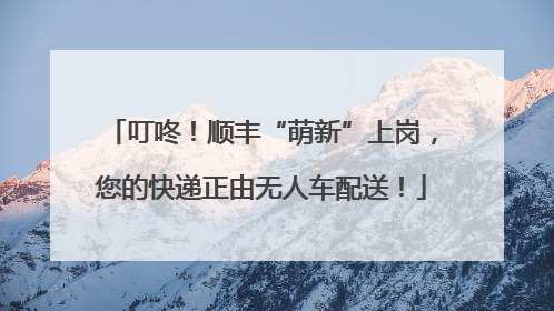 叮咚！顺丰“萌新”上岗，您的快递正由无人车配送！