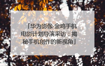 华为影像·金鸡手机电影计划导演采访：揭秘手机创作的新视角