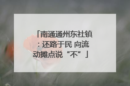 南通通州东社镇：还路于民 向流动摊点说“不”
