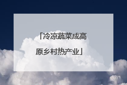 冷凉蔬菜成高原乡村热产业