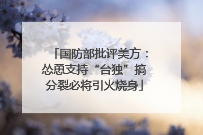 国防部批评美方：怂恿支持“台独”搞分裂必将引火烧身