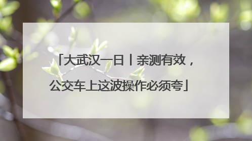 大武汉一日丨亲测有效，公交车上这波操作必须夸