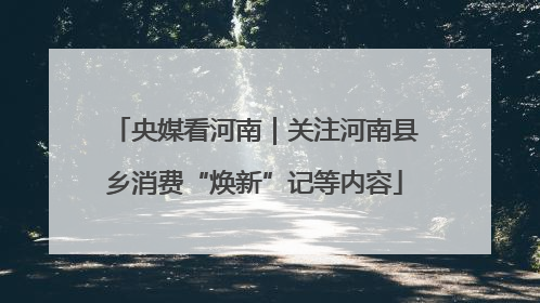 央媒看河南｜关注河南县乡消费“焕新”记等内容