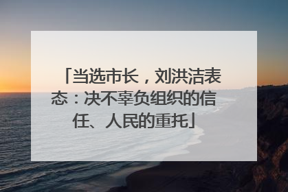 当选市长，刘洪洁表态：决不辜负组织的信任、人民的重托