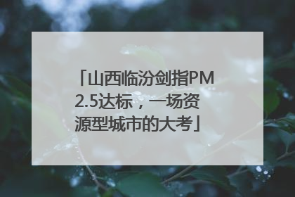 山西临汾剑指PM2.5达标，一场资源型城市的大考