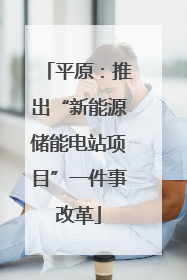 平原：推出“新能源储能电站项目”一件事改革