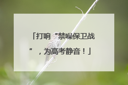打响“禁噪保卫战”，为高考静音！