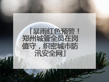暴雨红色预警！郑州城管全员在岗值守，织密城市防汛安全网