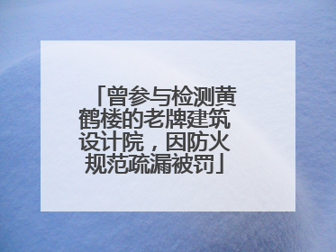 曾参与检测黄鹤楼的老牌建筑设计院，因防火规范疏漏被罚