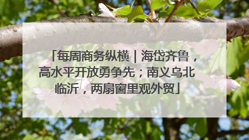 每周商务纵横｜海岱齐鲁，高水平开放勇争先；南义乌北临沂，两扇窗里观外贸