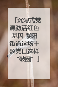沉浸式党课激活红色基因 紫阳街道这场主题党日这样“破圈”