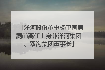 洋河股份董事杨卫国届满前离任！身兼洋河集团、双沟集团董事长