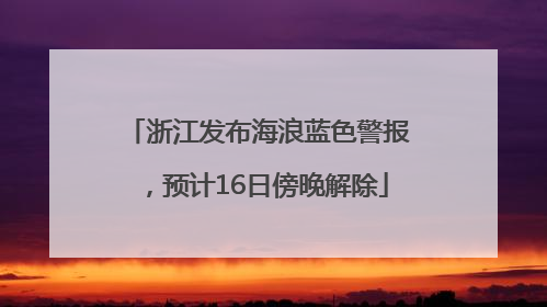 浙江发布海浪蓝色警报，预计16日傍晚解除
