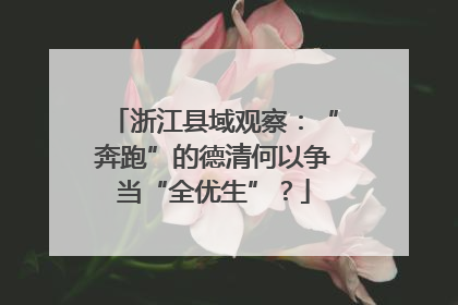 浙江县域观察：“奔跑”的德清何以争当“全优生”？