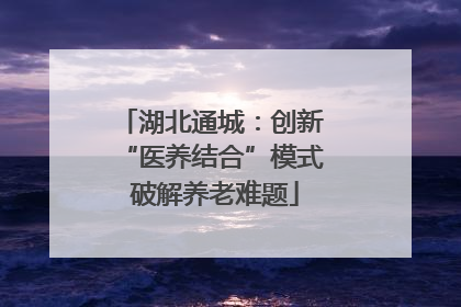 湖北通城：创新 “医养结合”模式 破解养老难题