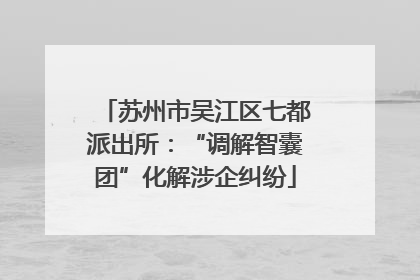 苏州市吴江区七都派出所：“调解智囊团”化解涉企纠纷