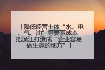 降低经营主体“水、电、气、油”等要素成本 把通江打造成“企业容易做生意的地方”