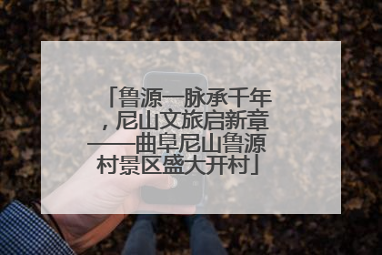 鲁源一脉承千年，尼山文旅启新章——曲阜尼山鲁源村景区盛大开村