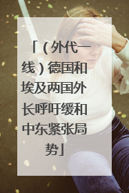 （外代一线）德国和埃及两国外长呼吁缓和中东紧张局势