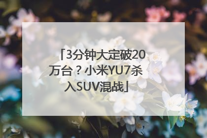 3分钟大定破20万台？小米YU7杀入SUV混战